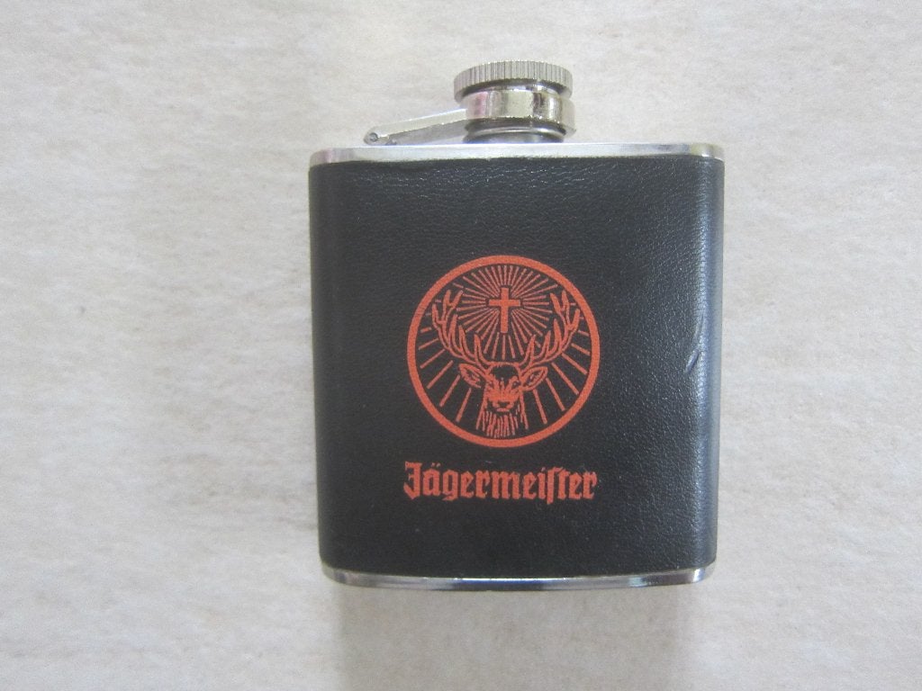 likeur drank heup zakfles zakflessen jagermeister platvink, Antiek en Kunst, Ophalen of Verzenden