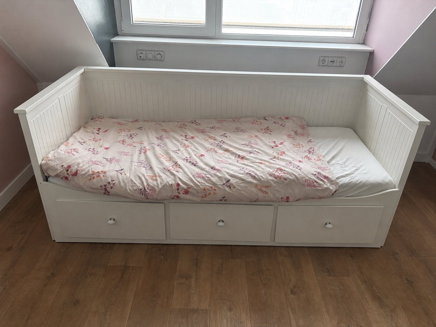 IKEA Hemnes Bedbank - Wit - Met 3 lades, Ophalen, Wit, Tweepersoons, 80 cm