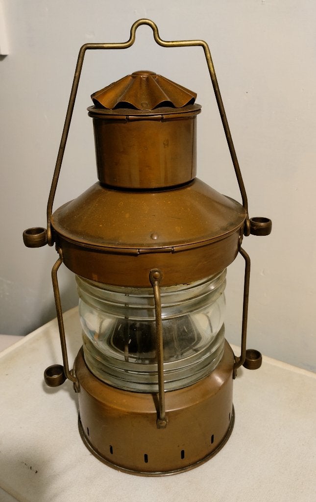 Authentieke koperen scheepslamp / Ankerlicht, Ophalen of Verzenden