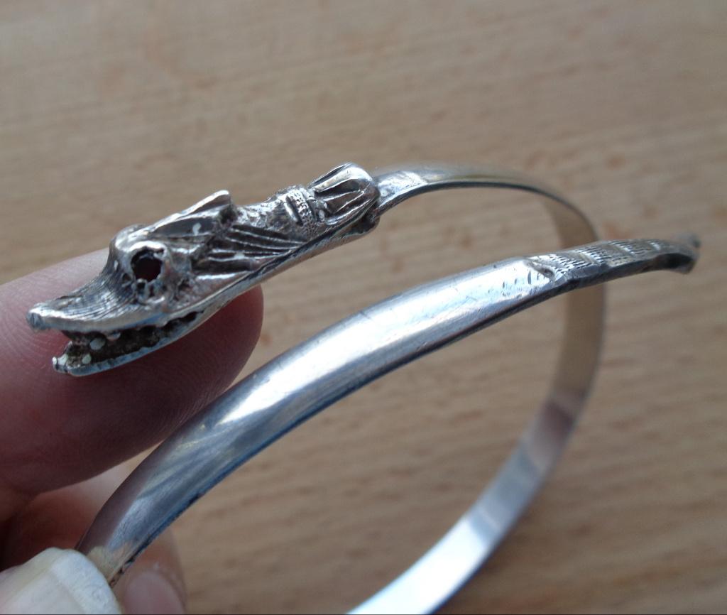 zilveren slaven armband met Chinese draak [623], Sieraden, Tassen en Uiterlijk, Armbanden, Verzenden, Zo goed als nieuw, Zilver