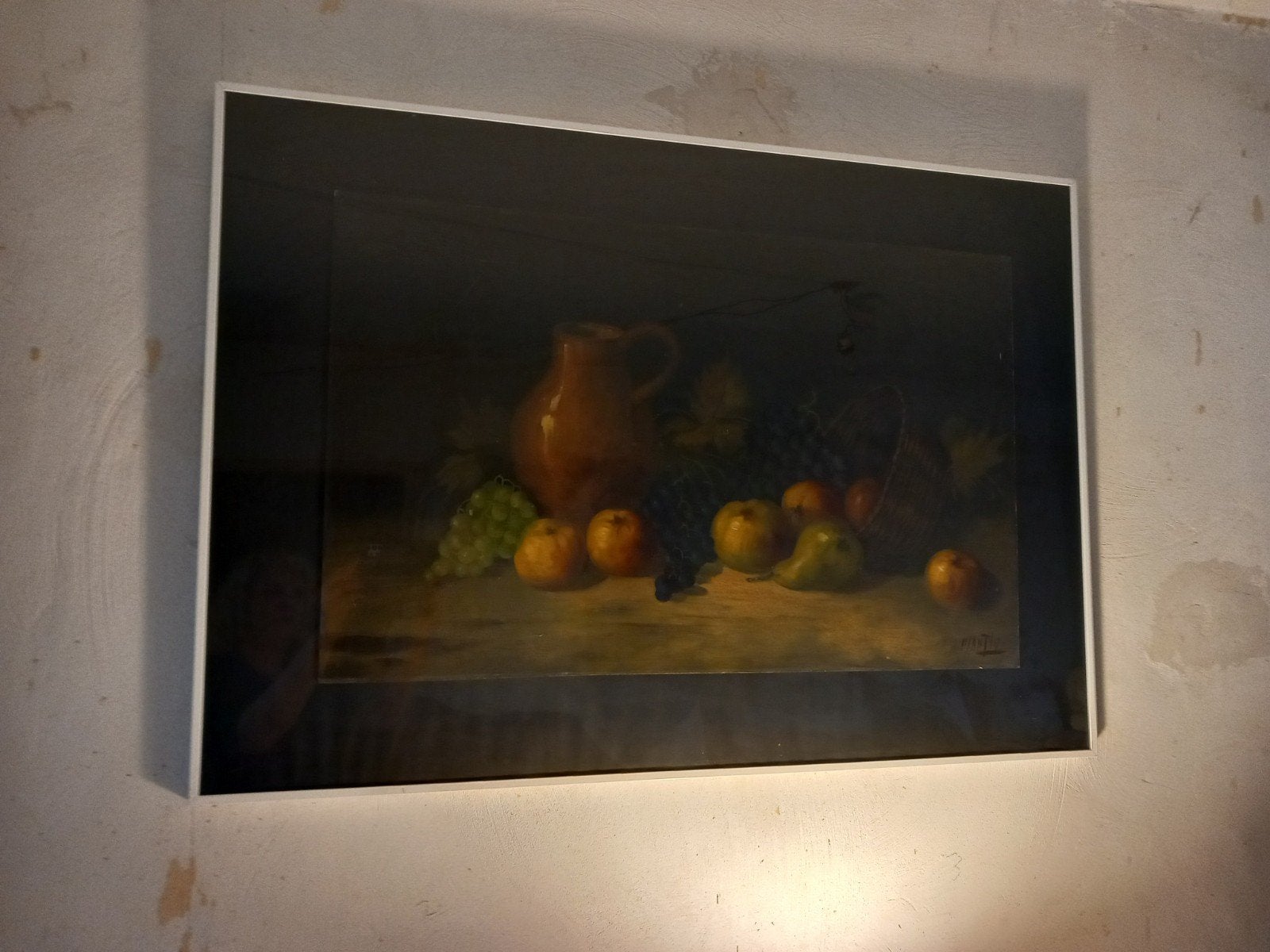 Groot schilderij fruitstilleven olieverf op paneel., Ophalen