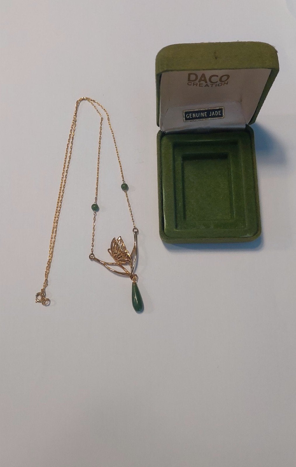 Franklin Mint Daco Creation ketting met jade hanger, Overige materialen, Gebruikt, Ophalen of Verzenden, Met edelsteen