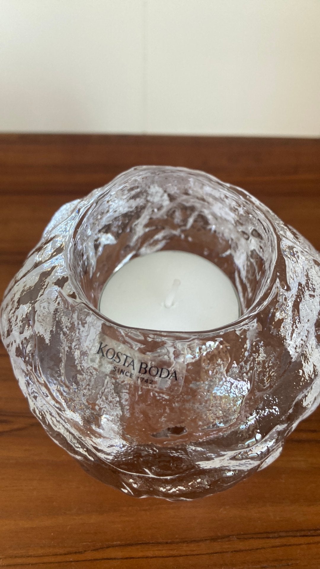 Vintage Kosta Boda snowball glazen theelichthouder, Overige materialen, Overige kleuren, Verzenden, Zo goed als nieuw