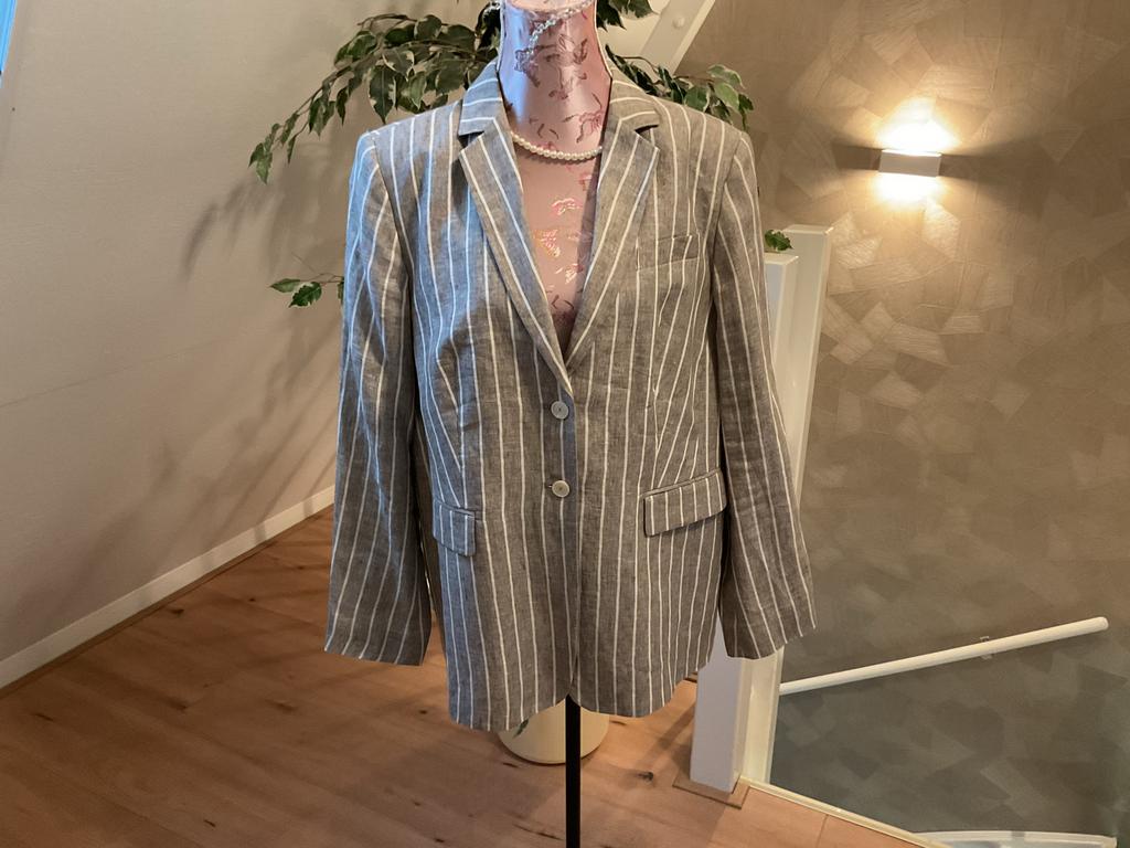 White Label Linnen Blazer Grijs/Wit Maat 46 Nieuw, Maat 46/48 (XL) of groter, Nieuw, Ophalen of Verzenden, Jasje