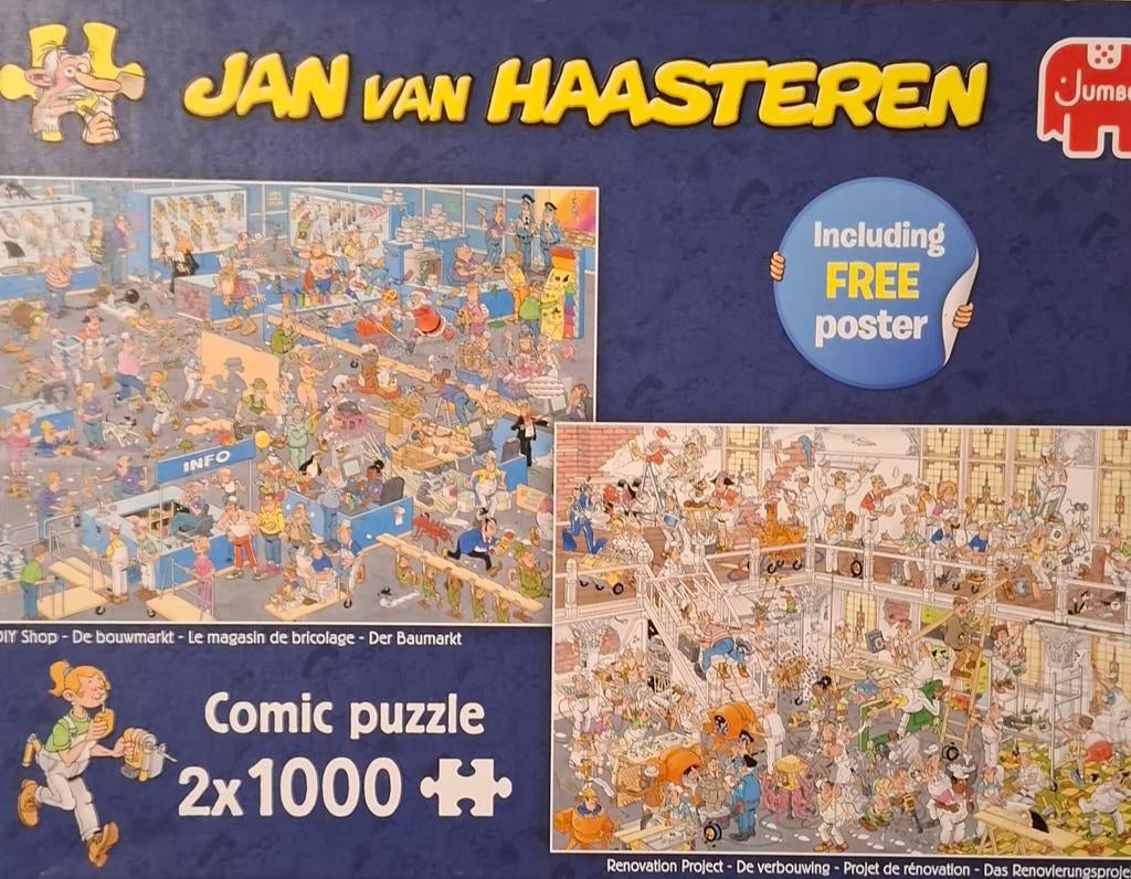 Jan van haasteren 2x1000, Ophalen of Verzenden, 500 t/m 1500 stukjes, Zo goed als nieuw