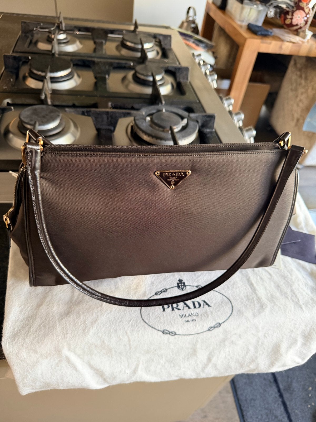 Prada BR0442 TESSUTO CHIC EBANO Handtas, Sieraden, Tassen en Uiterlijk, Tassen | Damestassen, Ophalen of Verzenden, Nieuw, Bruin