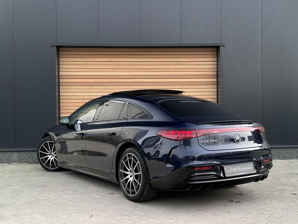 Mercedes-Benz EQS 450+ AMG 108 kWh MASSAGE|HEAD-UP|PANO|STOE, Automaat, Gebruikt, 124 €/maand, Blauw