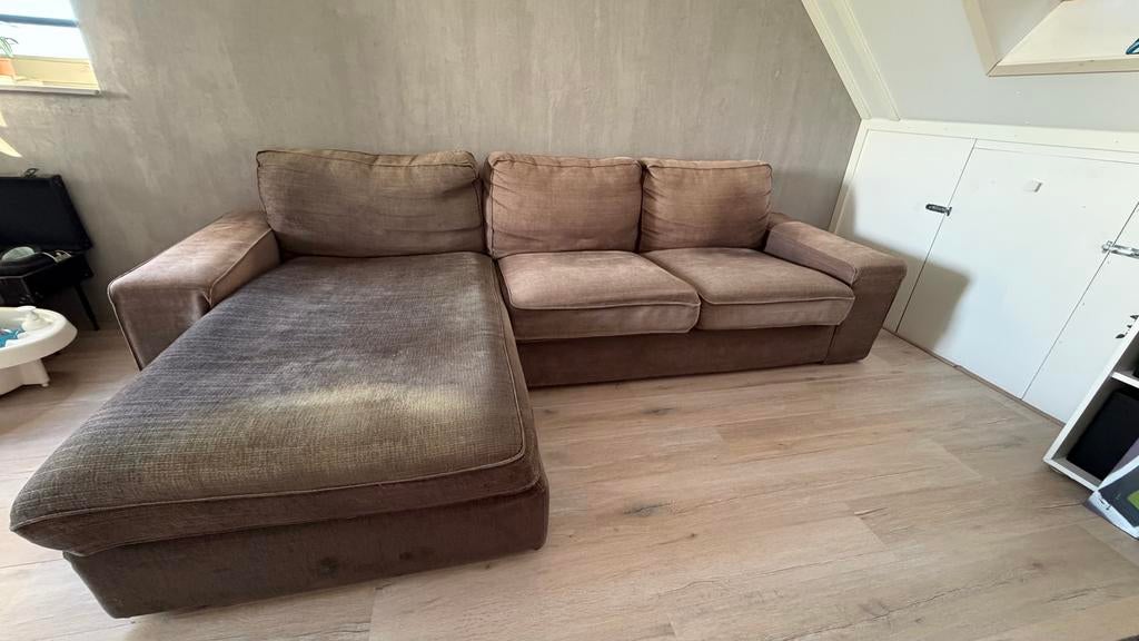 GRATIS: IKEA bank (bruin) - Gebruikt, zit nog goed, Ophalen, Gebruikt, 100 tot 125 cm, Hoekbank