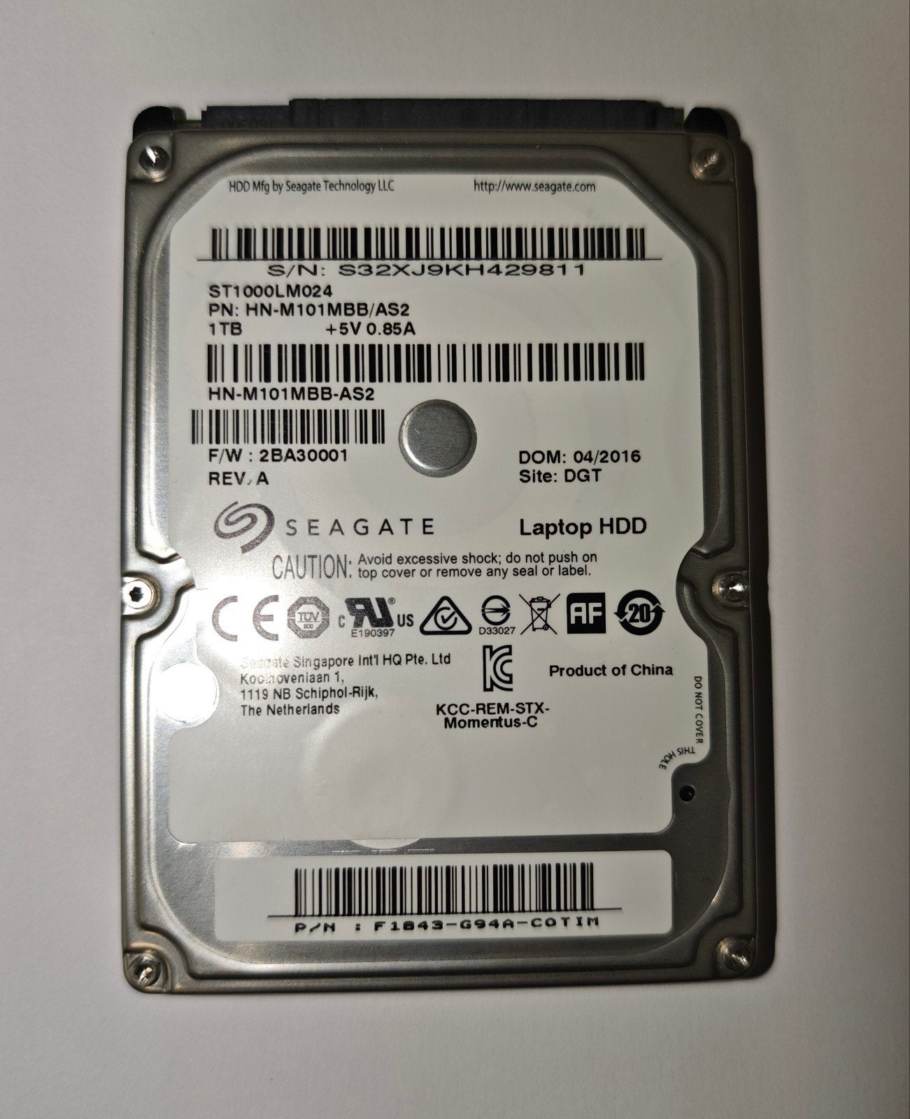 Seagate spinpoint 1TB HDD 2,5 inch, Ophalen of Verzenden, Gebruikt, Laptop