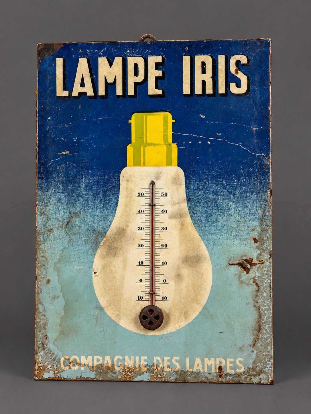 Oud reclame bordje met thermometer, Verzamelen, Verzenden, Zo goed als nieuw, Reclamebord