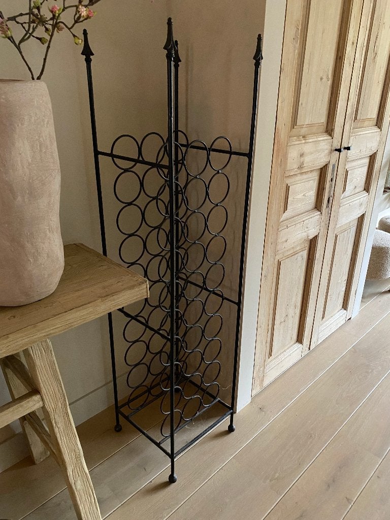 Smeedijzeren Wijnrek / Flessenrek Zwart Metaal (140 cm hoog), Huis en Inrichting, Woonaccessoires | Wijnrekken, Ophalen, Zo goed als nieuw