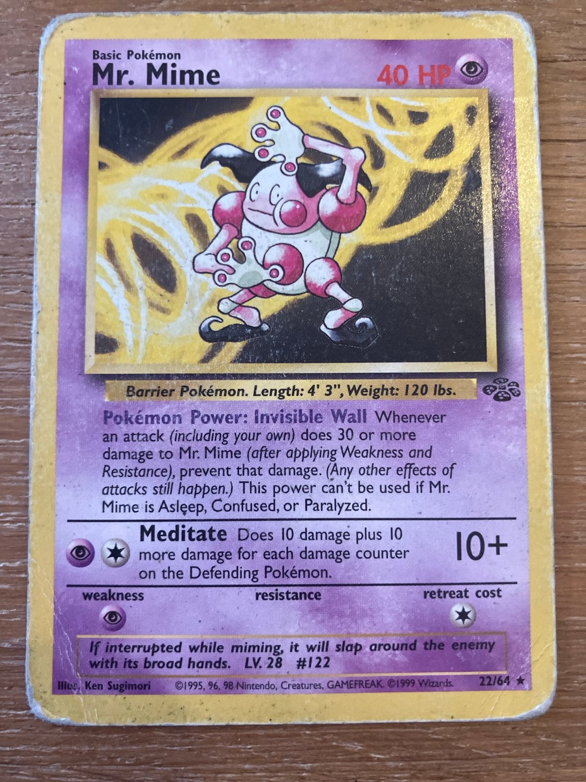 Mr. Mime Pokémon kaart (22/64) - Jungle Set, Ophalen of Verzenden, Gebruikt, Losse kaart