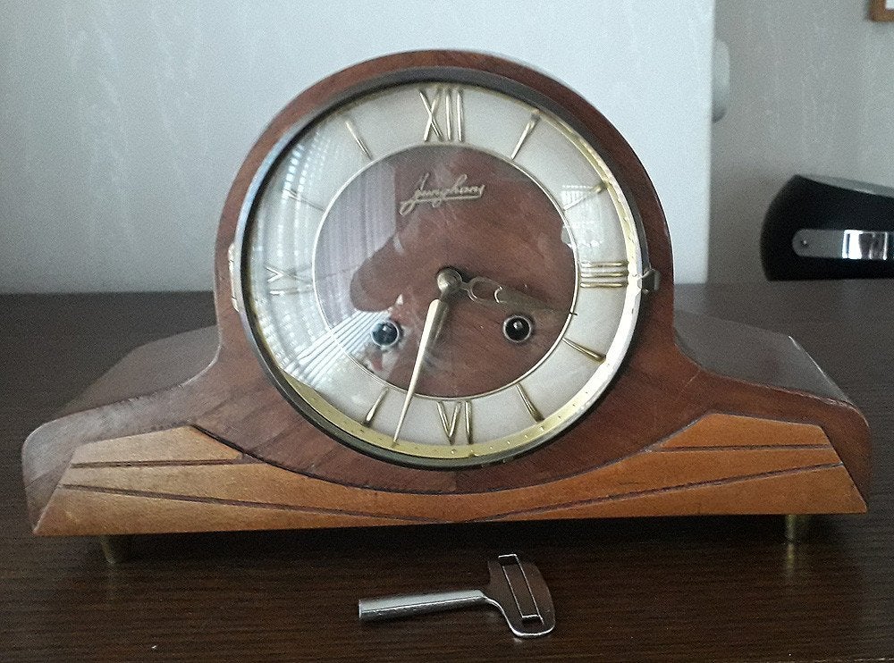 Junghans jaren '50 pendule, Ophalen of Verzenden, Gebruikt, Analoog, Wekker of Tafelklok