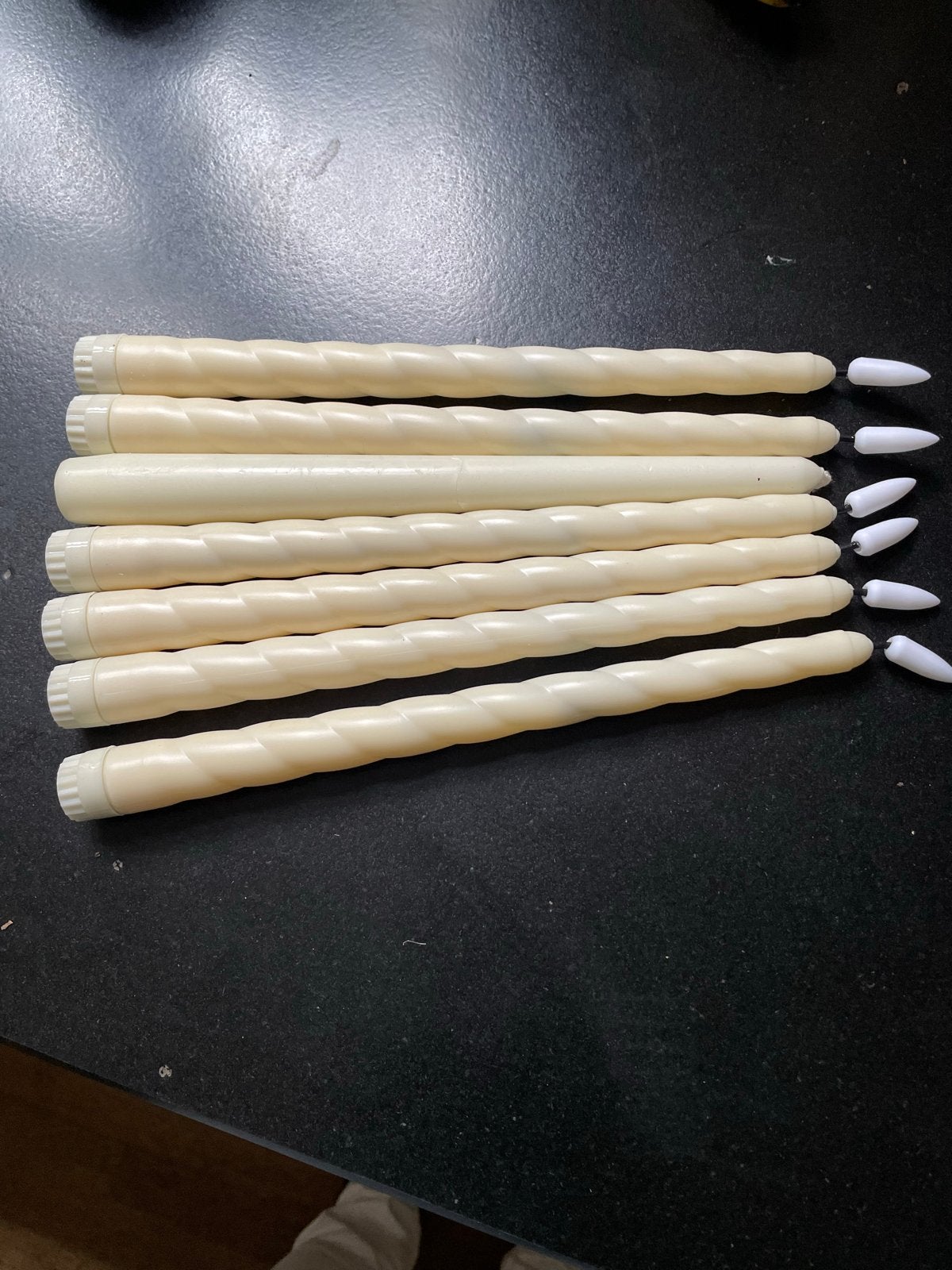 Set van 7 Crèmekleurige Spiraalkaarsen, Ophalen of Verzenden, Crème, Kaars, Was