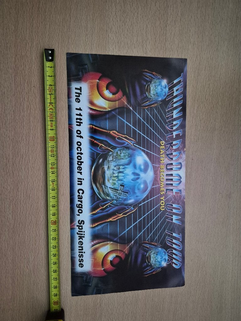 Thunderdome On Tour Death Becomes You flyer, Gebruikt, A4 of kleiner, Rechthoekig Liggend, Ophalen of Verzenden
