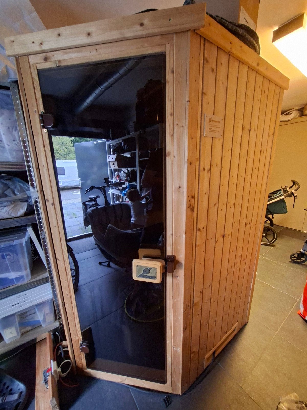Weka Finse Sauna 145x145cm. 3,5kW normale stekker, Sport en Fitness, Sauna, Ophalen, Gebruikt, Fins of Traditioneel, Complete sauna