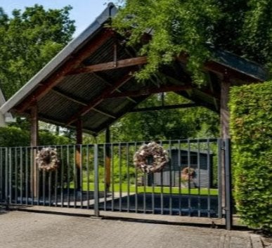 Elektrische poort / hekwerk 7,50m breed / spijlenhekwerk, Tuin en Terras, Tuinhekken en Hekwerk, Zo goed als nieuw, Spijlenhekwerk