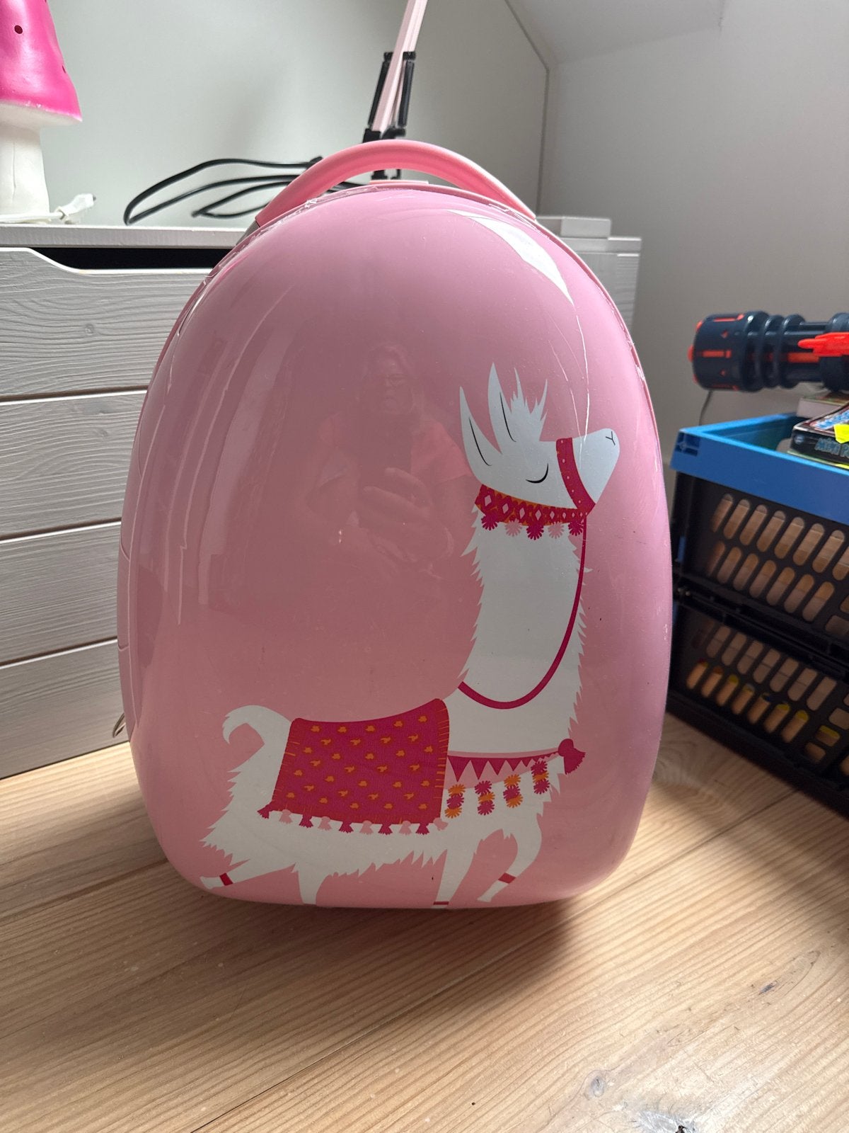 Leuke roze kindertrolley met lama-opdruk, Ophalen, Gebruikt