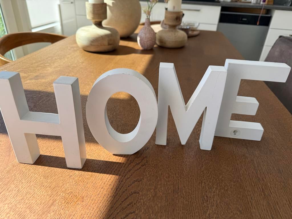 Houten decoratie letters HOME, Ophalen of Verzenden, Gebruikt, Wit, Hout