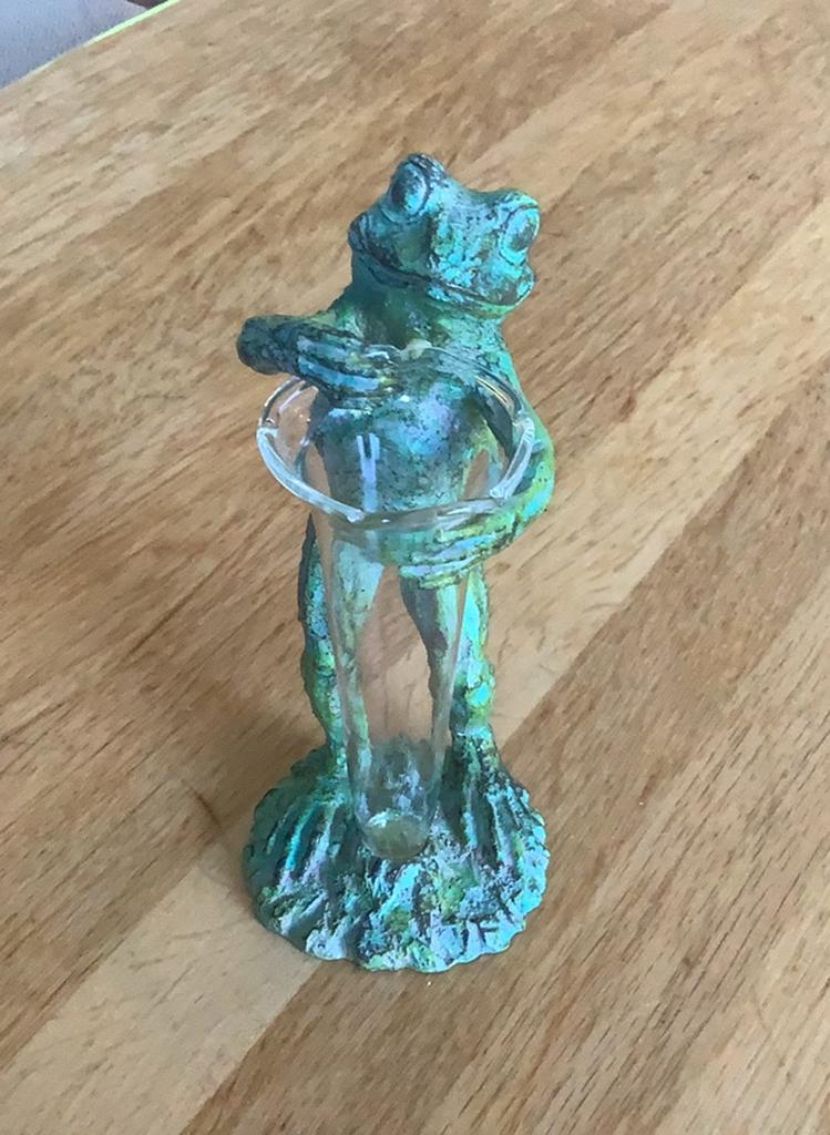 Vaasje met kikker, Overige kleuren, Ophalen of Verzenden, Minder dan 50 cm, Glas