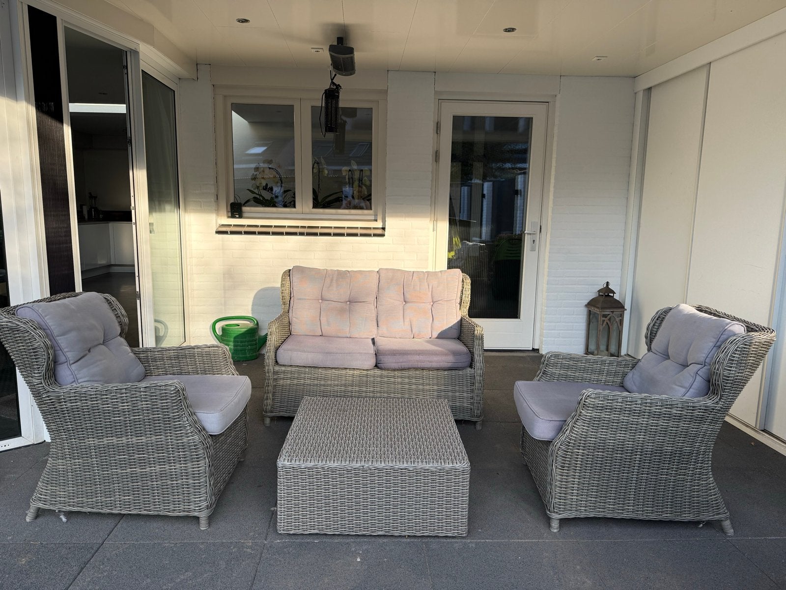 Luxe Wicker Loungeset met 2 Stoelen, Bank en Salontafel, Ophalen, 4 zitplaatsen, Gebruikt, Loungeset