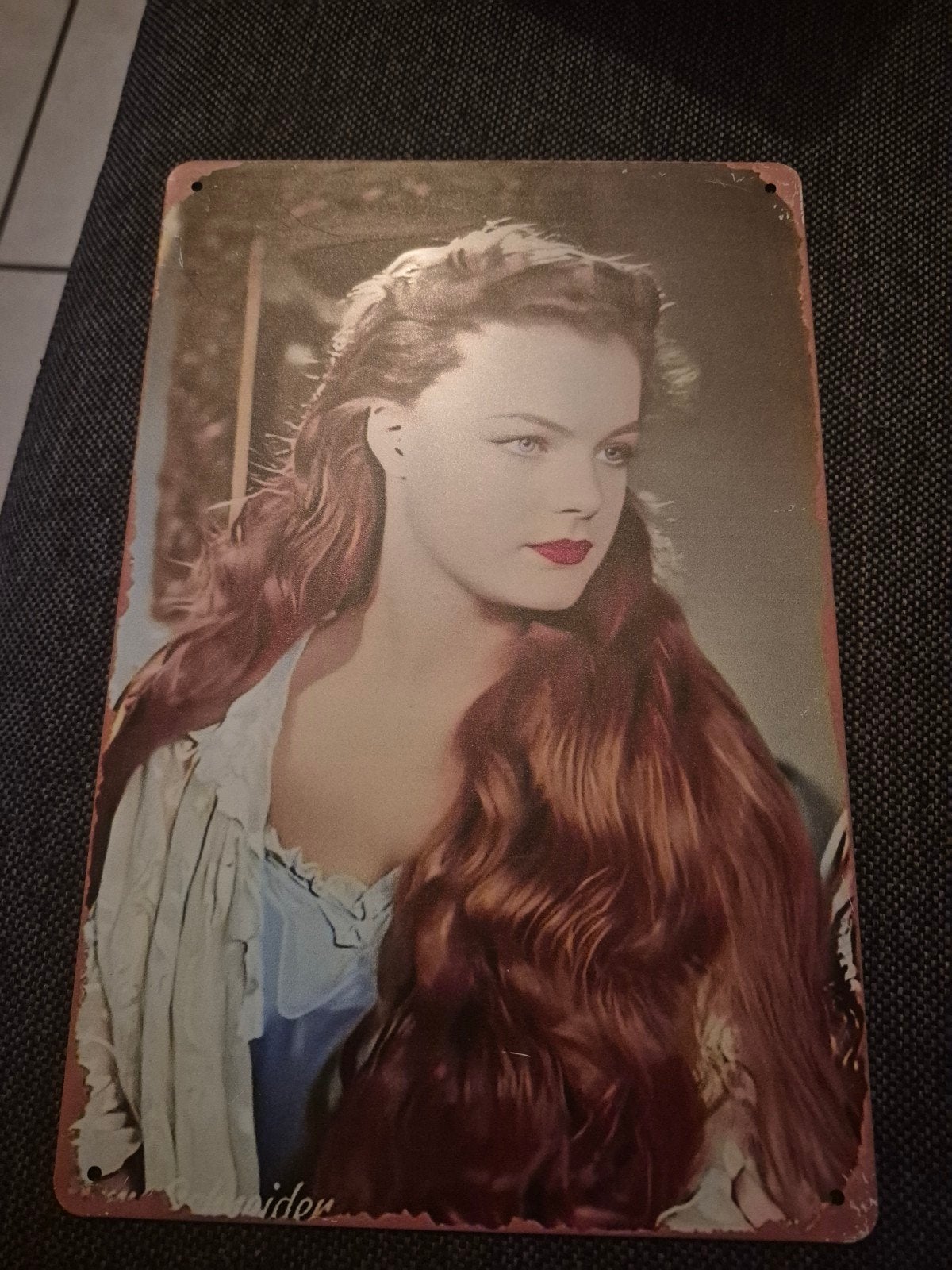 Vintage metalen bord Romy Schneider Sissi, Ophalen of Verzenden, Gebruikt, Reclamebord