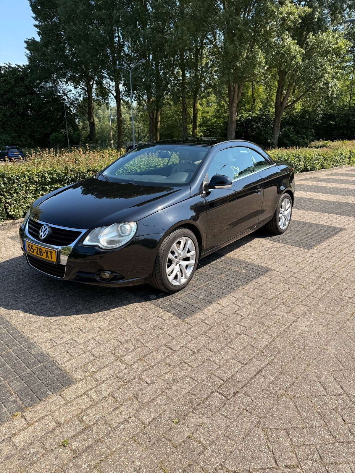Volkswagen Eos 2.0 16V Tfsi 147KW DSG 2008 Zwart automaat, Auto's, Volkswagen, Lederen bekleding, 4 cilinders, 4 stoelen, Zwart