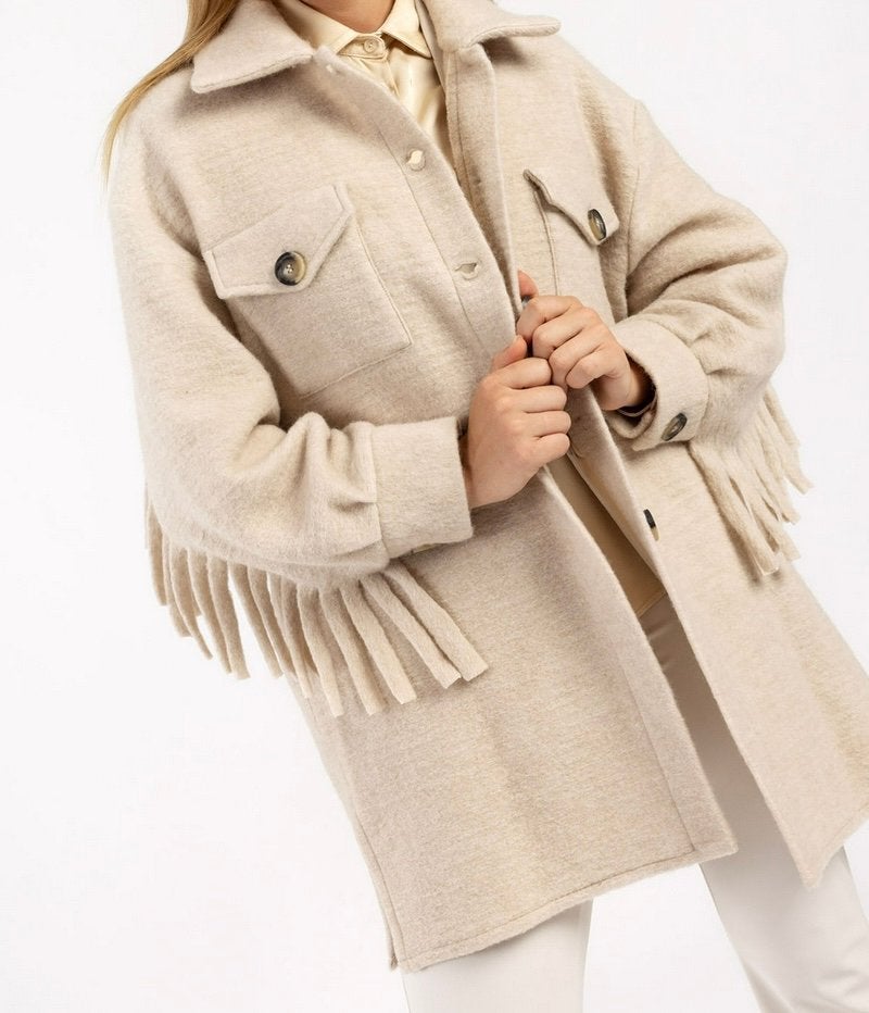 Studio Anneloes Ivy coat solid frangle cappuchino winter XL, Ophalen of Verzenden, Zo goed als nieuw, Maat 46/48 (XL) of groter