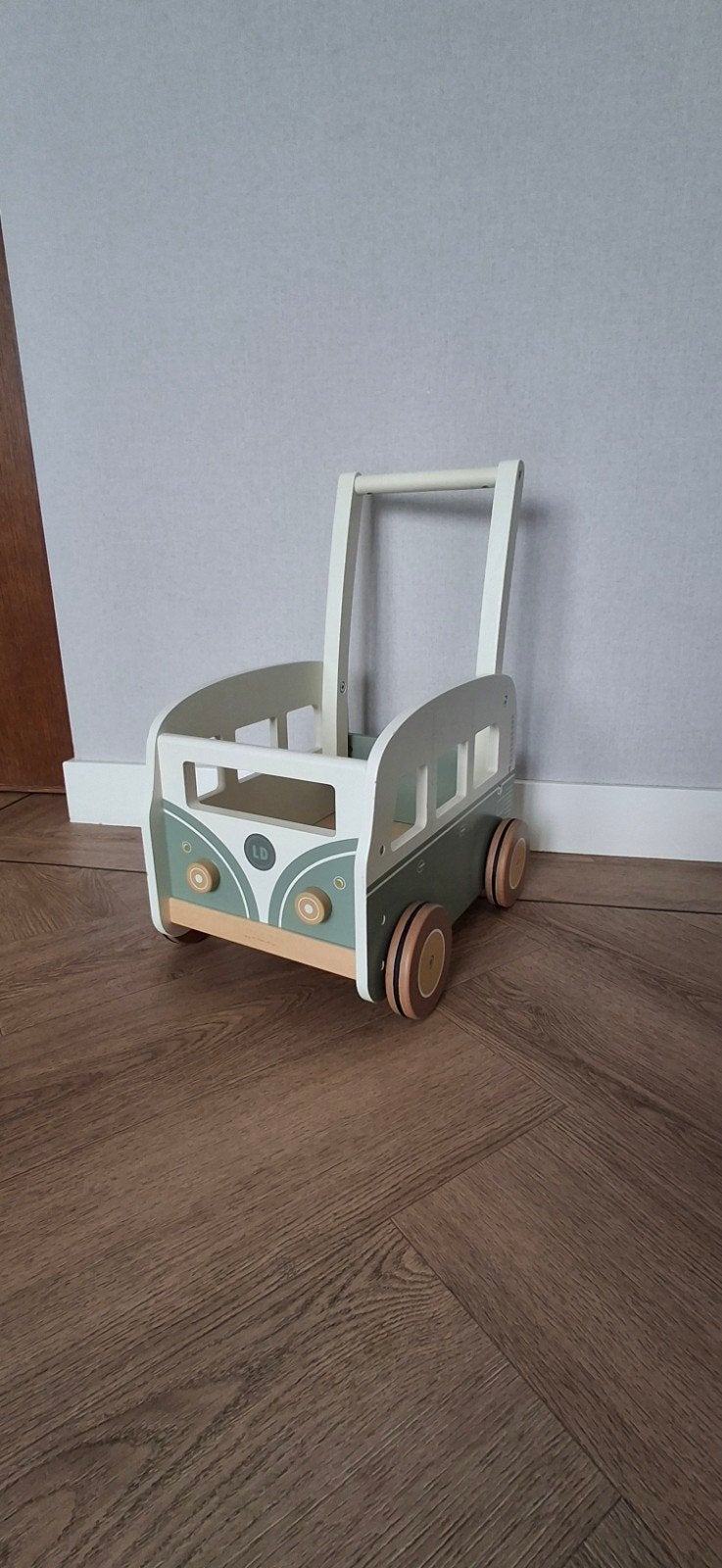 Little Dutch loopwagen loopauto camper model groen, Kinderen en Baby's, Speelgoed | Houten speelgoed, Ophalen, Zo goed als nieuw