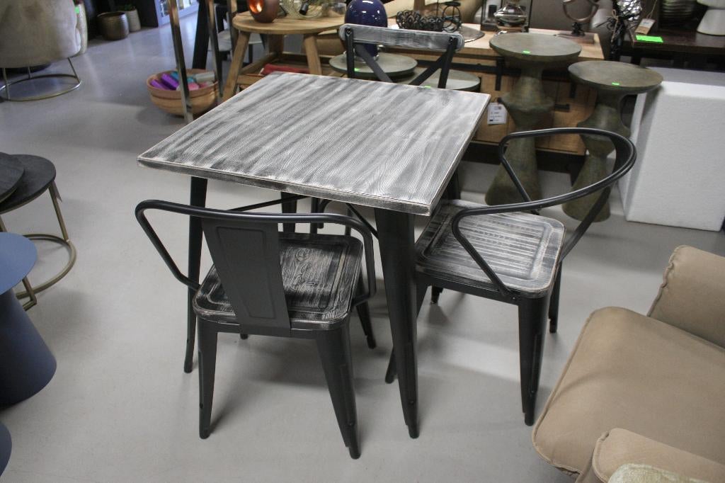 Partij tafels + stoelen Tolix metaal hout horeca kantoor, Ophalen, Zwart, Nieuw, Vijf, Zes of meer stoelen