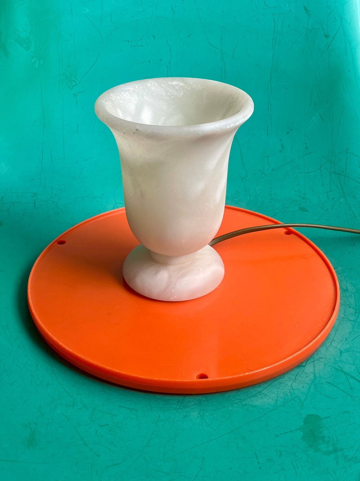 Vintage albast marmer steen kelklamp 60/70 mid-century kelk, Ophalen of Verzenden