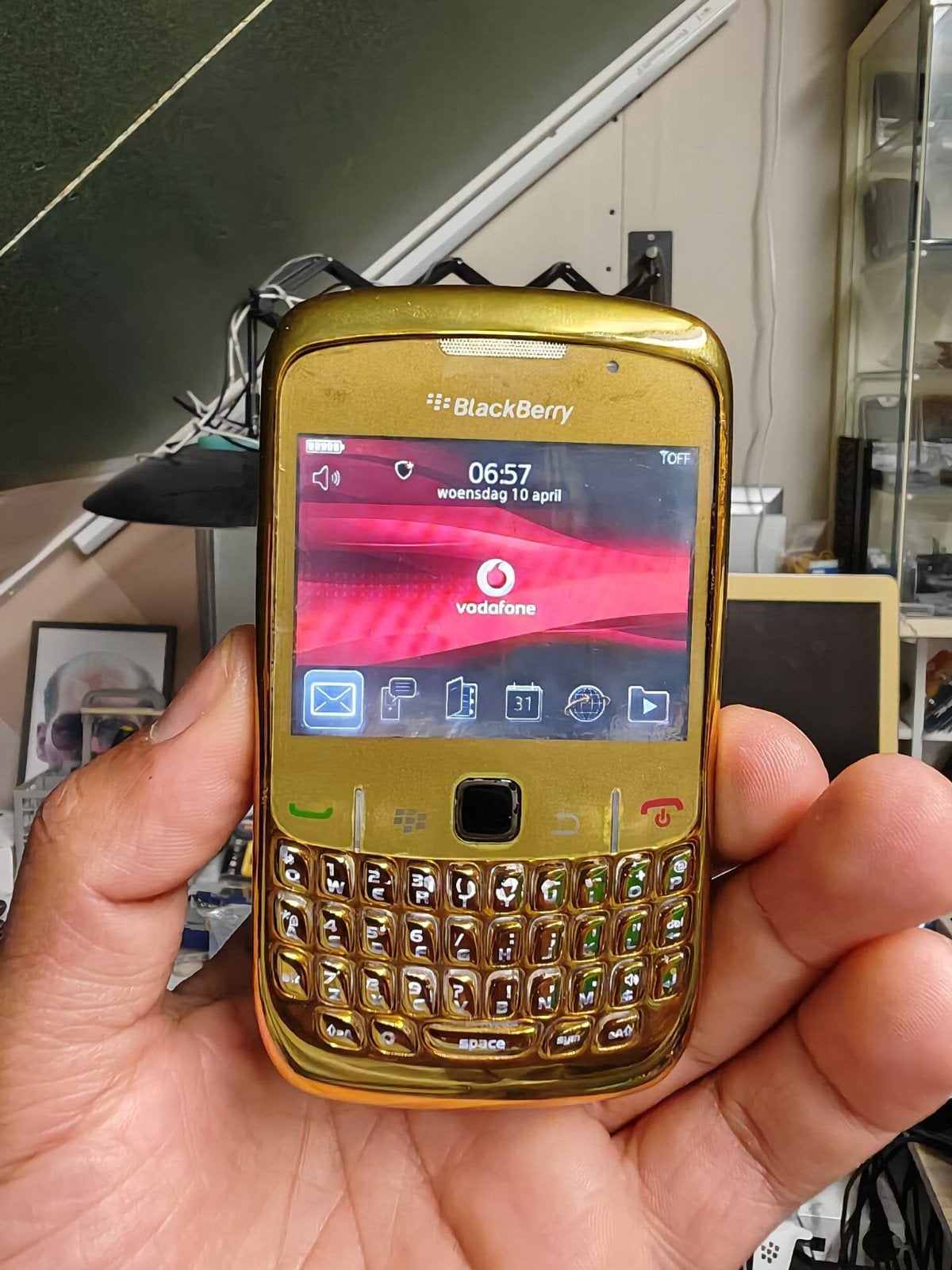 Schitterend blackberry curve 8520 gold edition met fysiek to, Telecommunicatie, Ophalen of Verzenden, Gebruikt