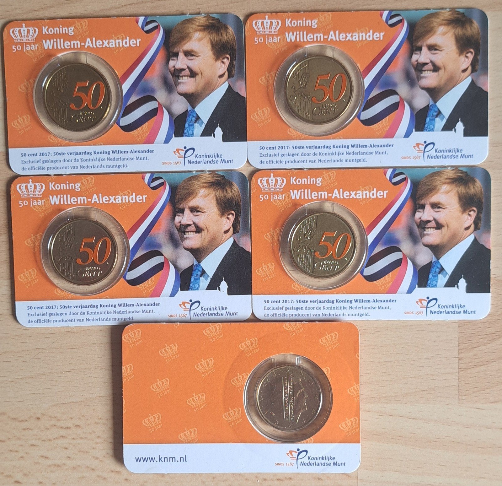 5 of 10 X koning Willem- Alexander 50 jaar, Postzegels en Munten, Munten | Nederland, Ophalen of Verzenden, Koningin Beatrix, Euro's
