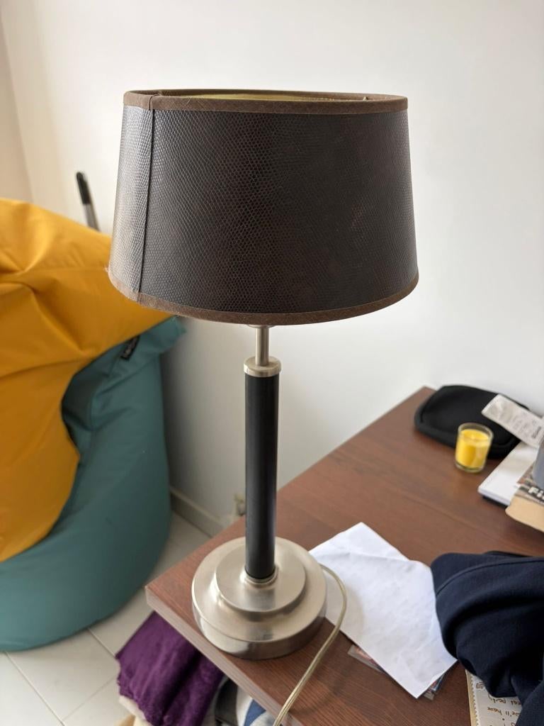 Vandeheg Vintage Tafellamp Leer, Ophalen, Gebruikt, Overige materialen, Minder dan 50 cm