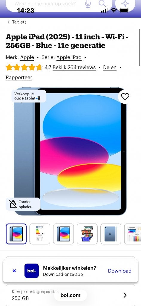 Appel ipad A16 2025 11inch 256GB blauw 11e gerneratie, 11 inch, Ophalen of Verzenden, Zo goed als nieuw, Wi-Fi
