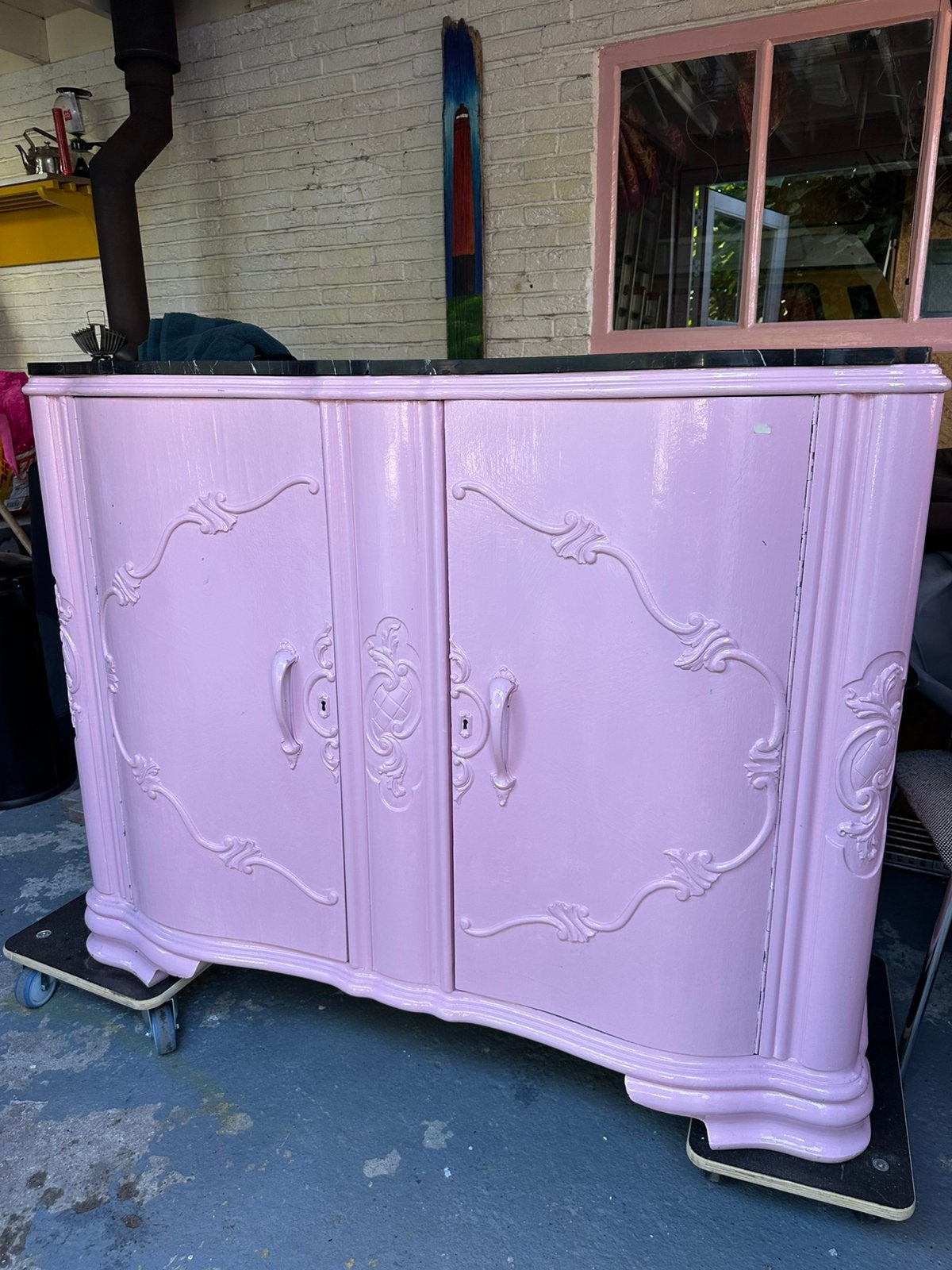 Dressoir met marmeren blad, Huis en Inrichting, Ophalen, Overige materialen, Gebruikt, Barok