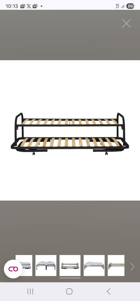 1 persoonsbed met onderschuifbed, Ophalen, Eenpersoons, Hout, 90 cm