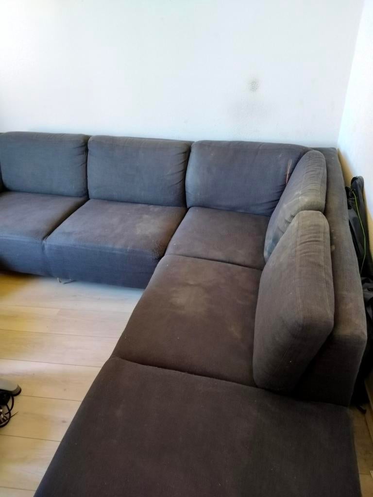 Grote donkergrijze hoekbank, comfortabel en ruim, Ophalen, Modern, Comfortabel, Gebruikt, Hoekbank