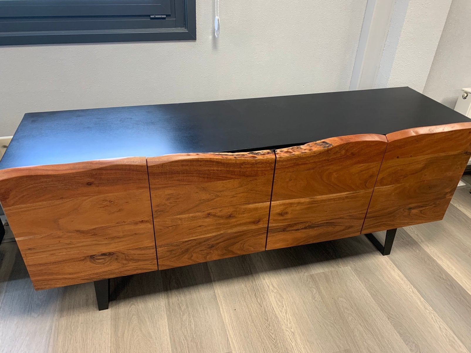 Dressoir acaciahout 180 cm, Ophalen, Gebruikt, 150 tot 200 cm, 25 tot 50 cm