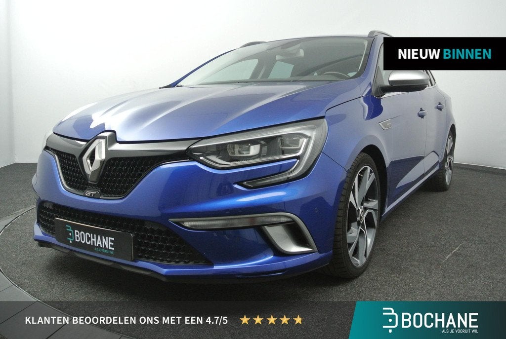 Renault Mégane Estate 1.6 TCe 205pk GT | R-Link | Bose Audi, Gebruikt, 4 cilinders, Met garantie (alle), Blauw