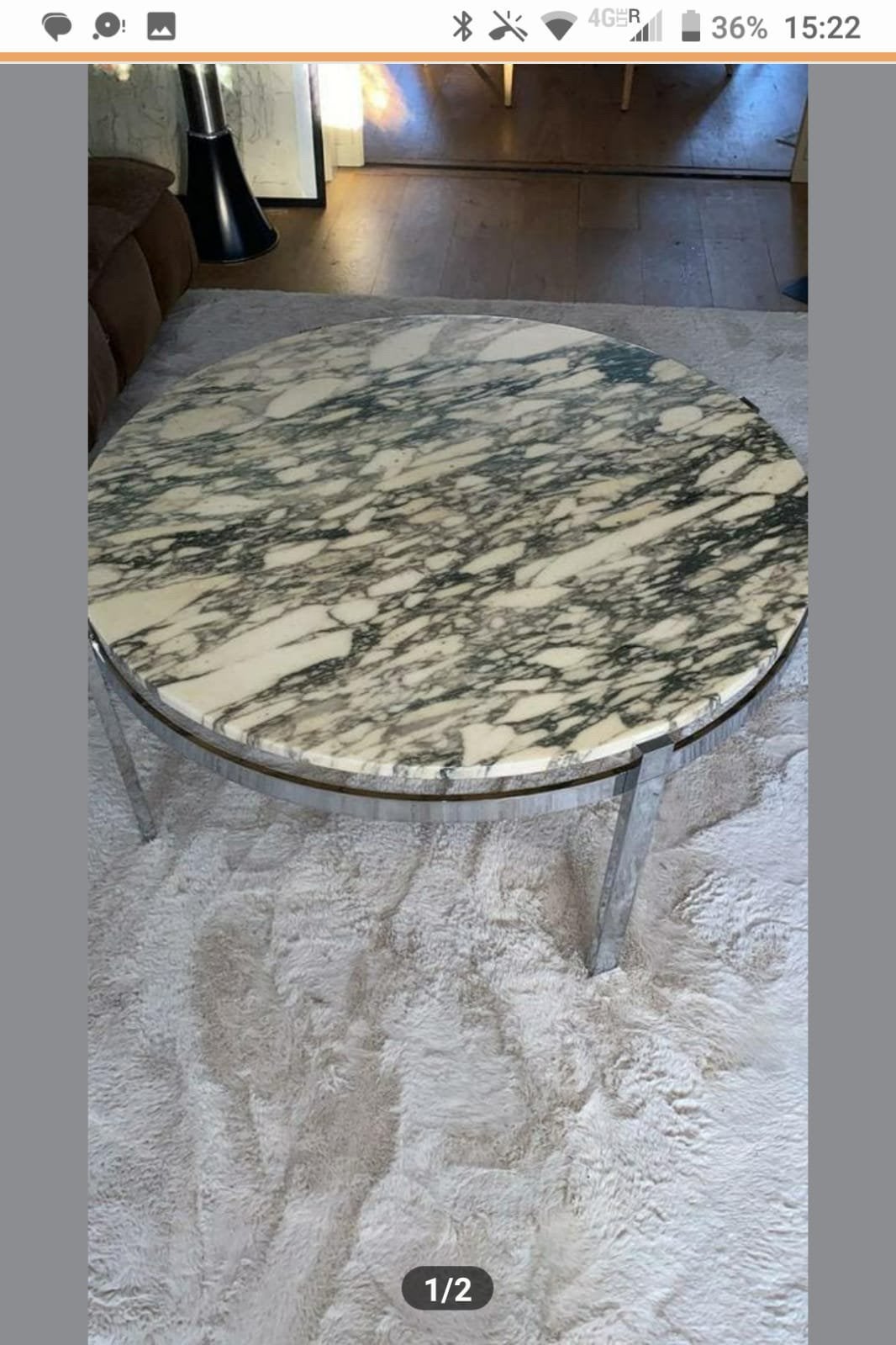 Mooie design salontafel arabescato marmer+chroom, Ophalen, Zo goed als nieuw, 75 m² of meer, Laminaat