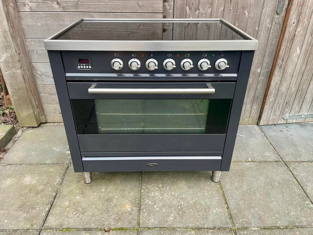 90cm Boretti - Ilve Inductie fornuis - Antraciet - 5 zones, Witgoed en Apparatuur, Ophalen of Verzenden, Zo goed als nieuw, Inductie