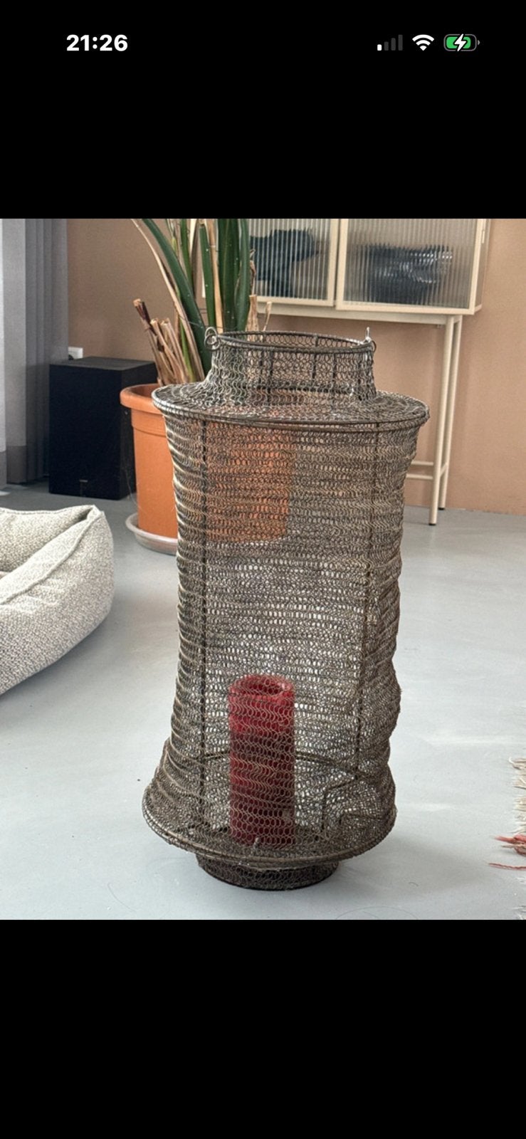 Windlicht, Huis en Inrichting, Woonaccessoires | Kandelaars en Kaarsen, Windlicht, Bruin, Ophalen of Verzenden, Zo goed als nieuw