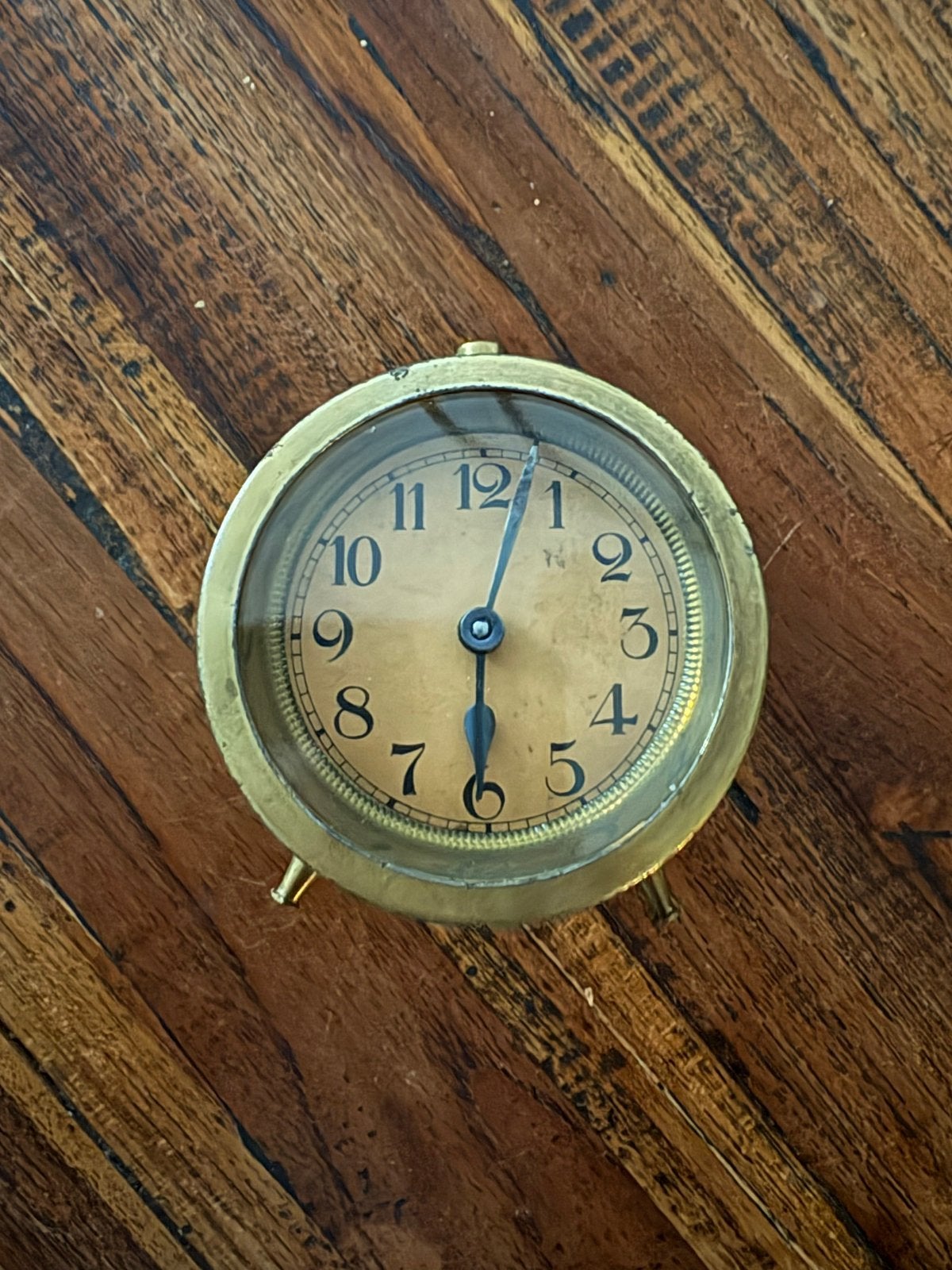 Antieke messing wekker - Vintage tafelklok, Antiek en Kunst, Ophalen of Verzenden