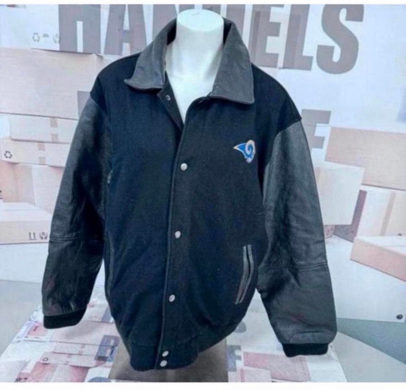 NFL American Football Los Angles Rams jacket L-G vest rugby, Maat 52/54 (L), Zwart, Ophalen of Verzenden, Zo goed als nieuw