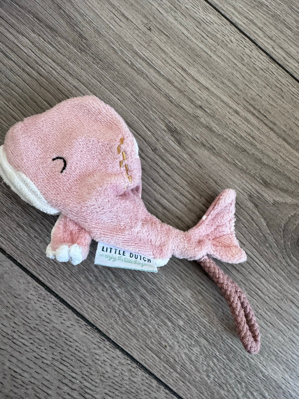Little Dutch Walvis speenkoord  Roze, Ophalen, Zo goed als nieuw, Rammelaar