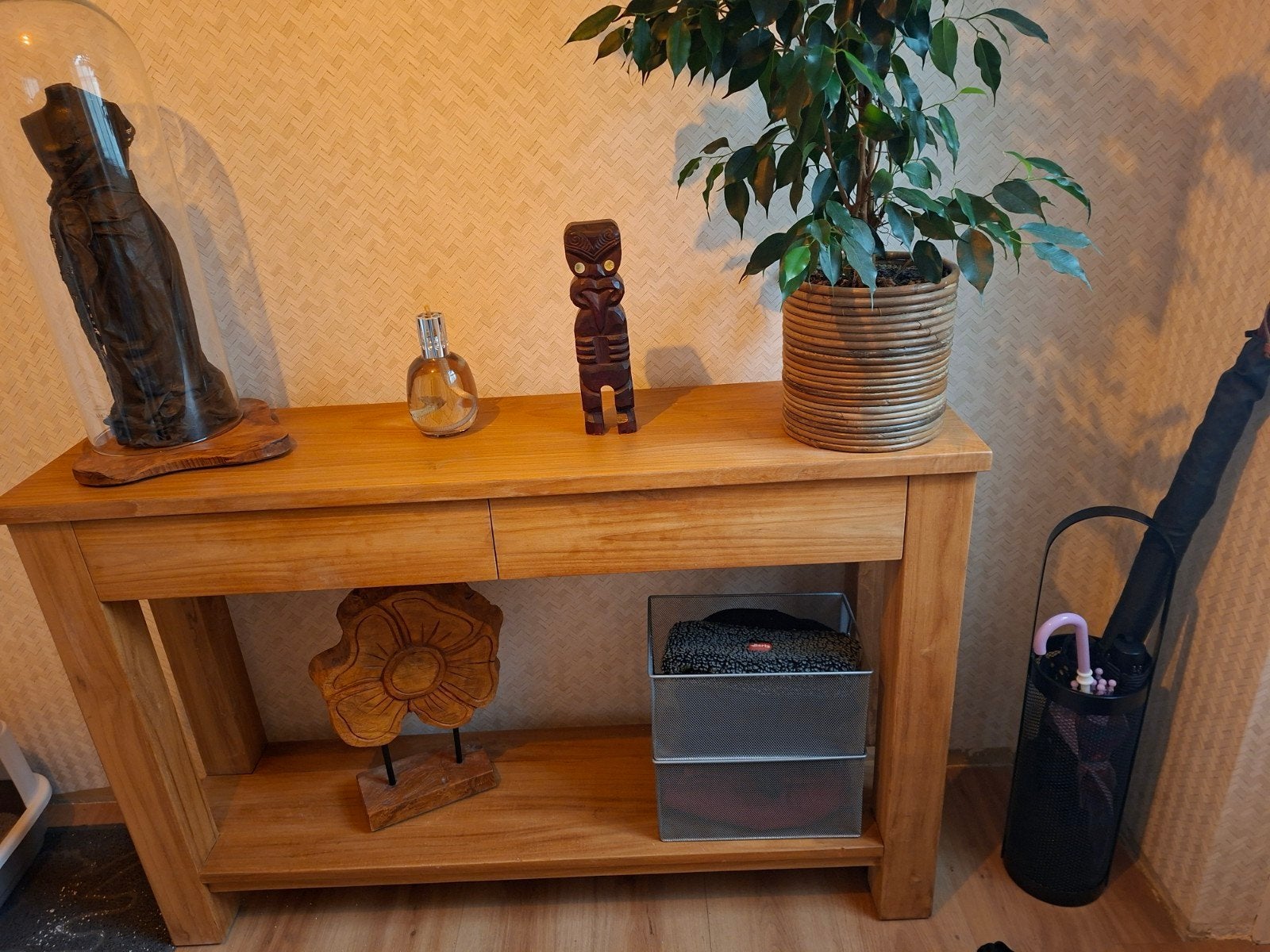 Teakhouten haltafel, Ophalen, 25 tot 50 cm, Rechthoekig, 100 tot 150 cm