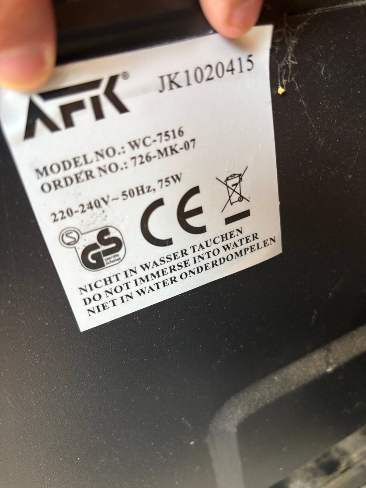 AFK Wijnkoelkast WC-7516 - Compact en Stijlvol, Ophalen, Minder dan 75 liter, Zonder vriesvak, Gebruikt