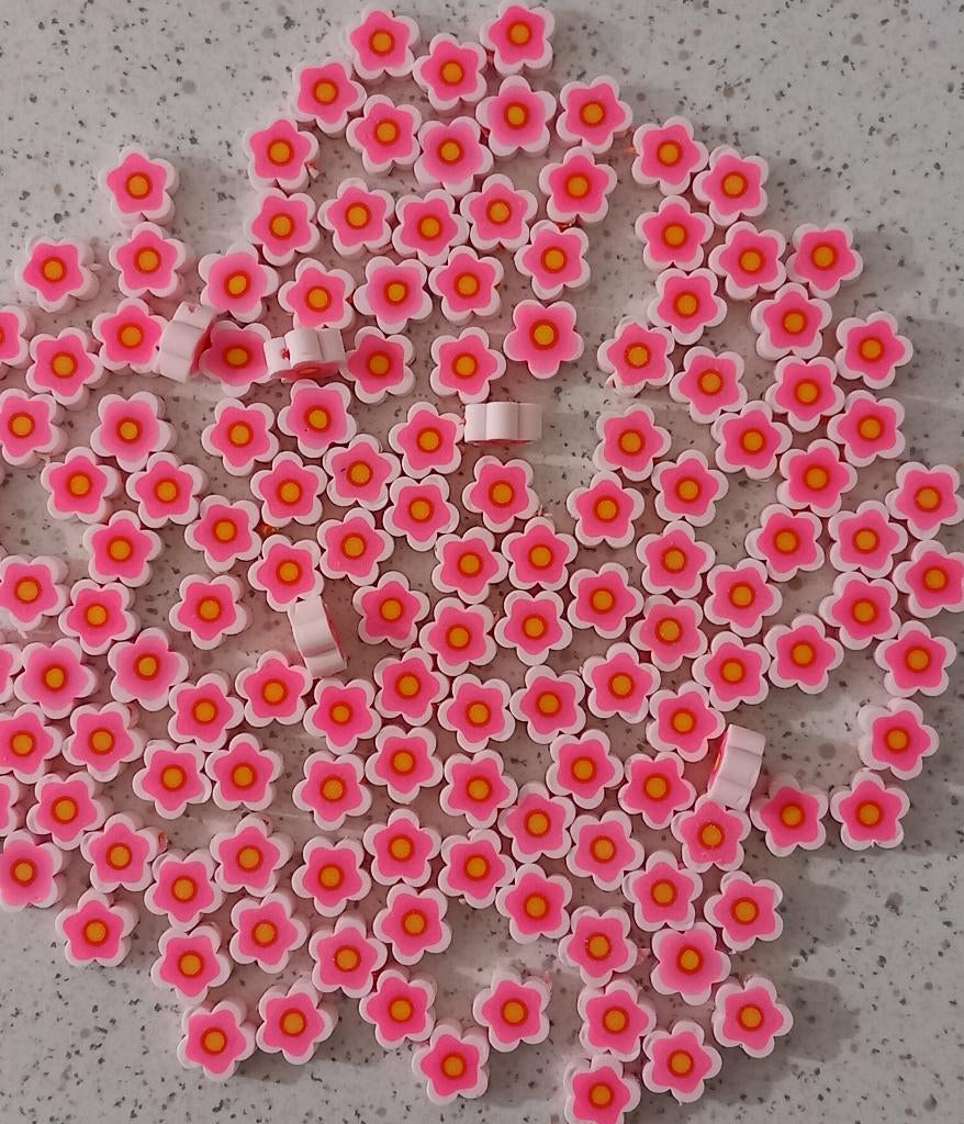 Roze bloem polymeer kralen, Ophalen of Verzenden, Nieuw, Kraal