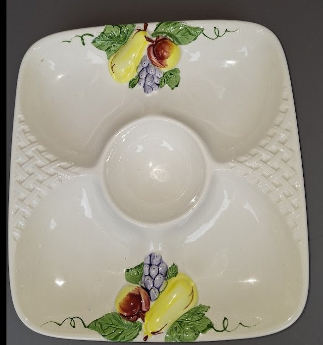 Keramische schaal met fruitmotief.  'Chip & Dip', Ophalen, Keramiek, Overige stijlen, Schaal of Schalen